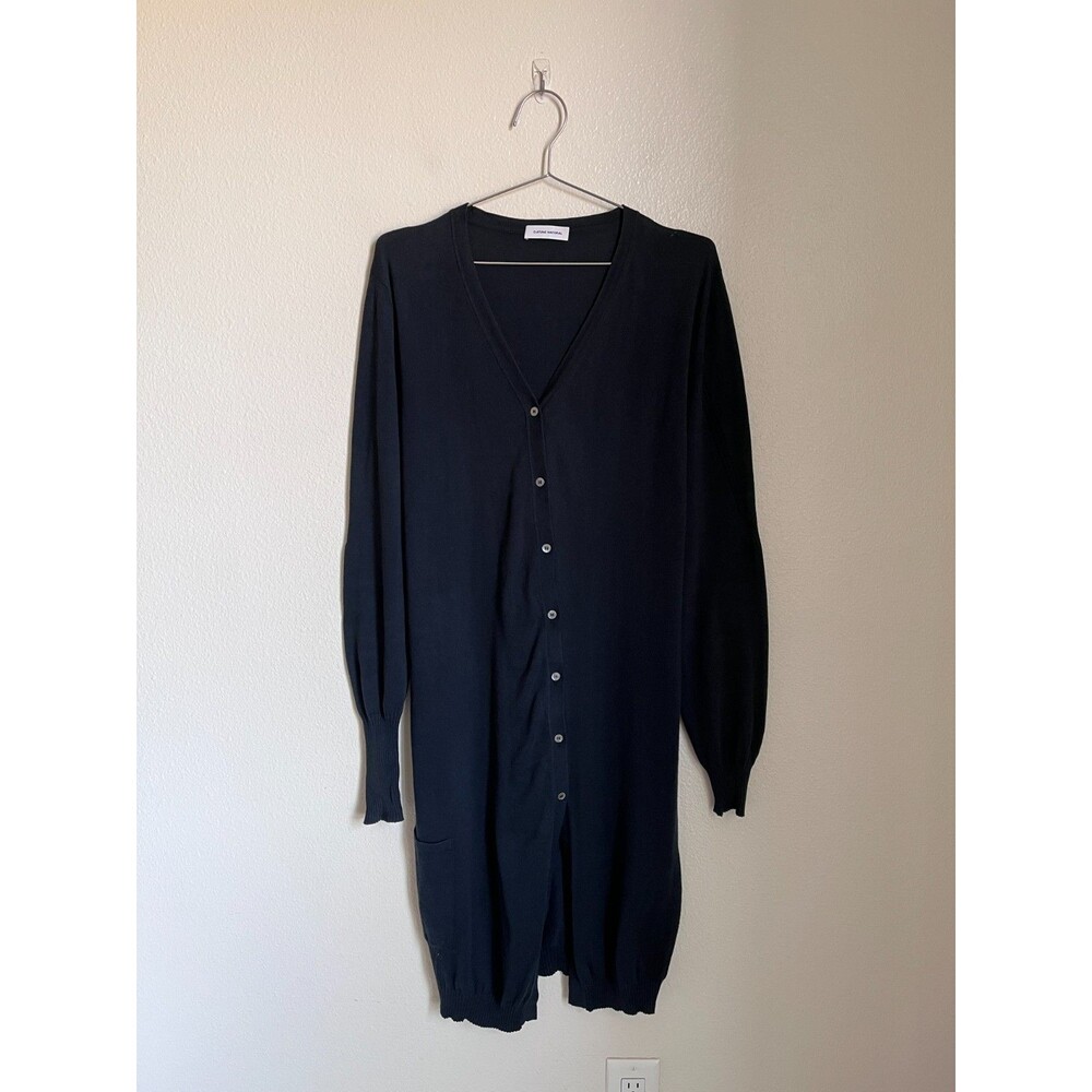 Costume National Cotton Long Duster Cardigan in Washed Black Size LARGE